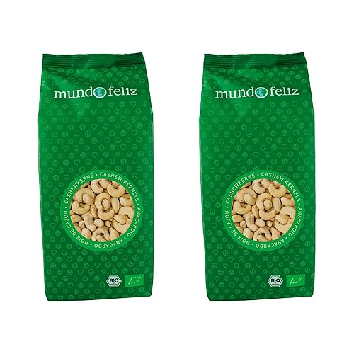 Mundo Feliz Ganze Cashew-Nüsse aus Bio-Anbau, 2 x 500 g