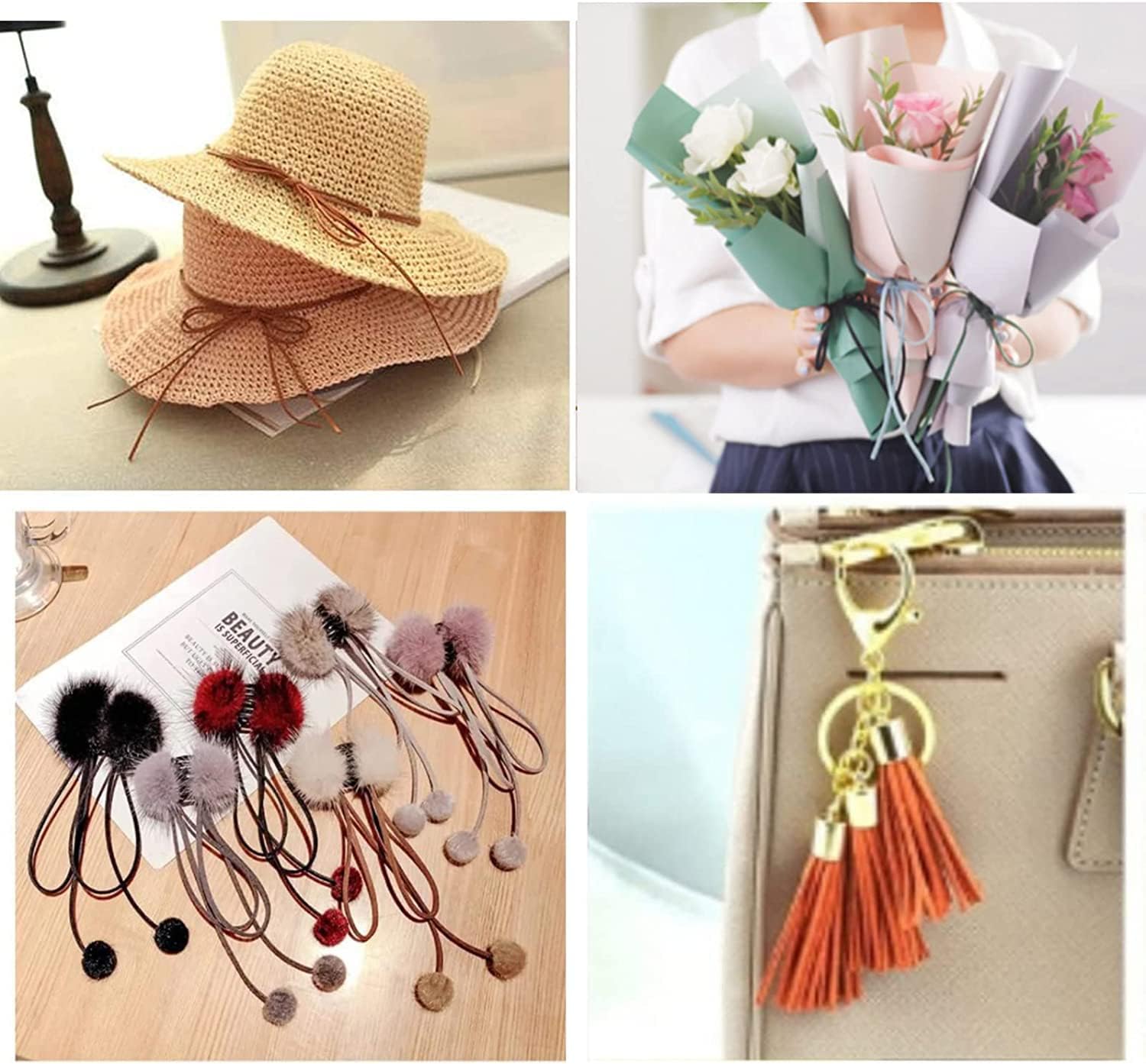 FQTANJU 100 Yards Suede Cord, 2.65mm Flat Faux Leather Cord with Roll Spool Beading Craft Thread for Necklaces, Bracelets, Jewelry Making, Beading and DIY Handmade Crafts (Rose red) - Image 6