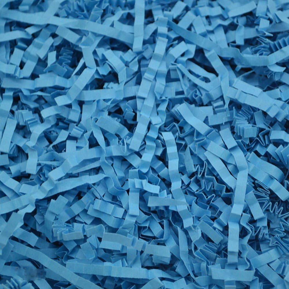 Crinkle Cut Paper Shred Filler for Packing and Filling Gift Baskets Perfect for Stuffing Gift Bags (Lake Blue) … …