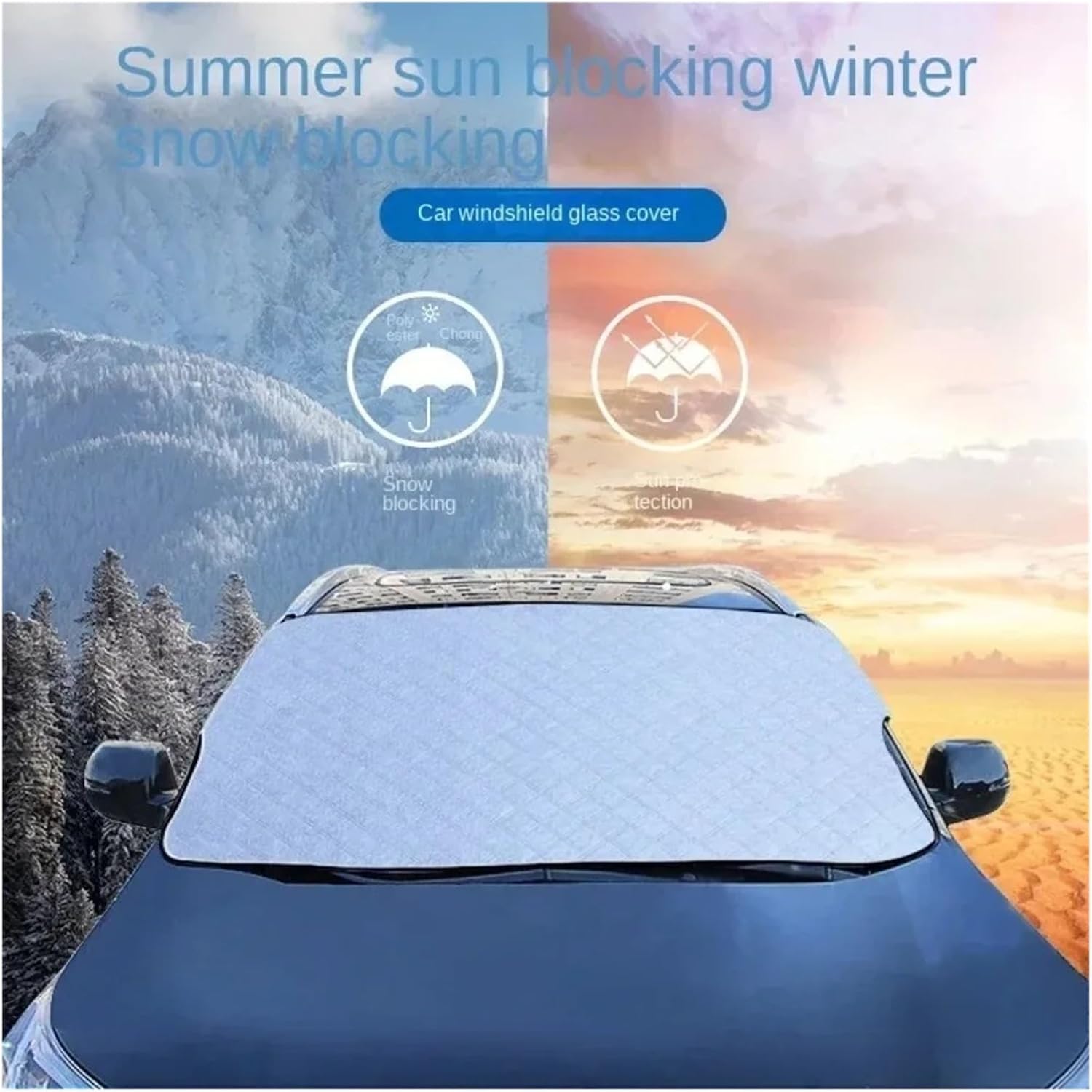 Car Windscreen Cover Sunshades 2Pcs Front Windshield Snow Frost Shield Half Car Cover Winter Anti Freezing Auto Accessory