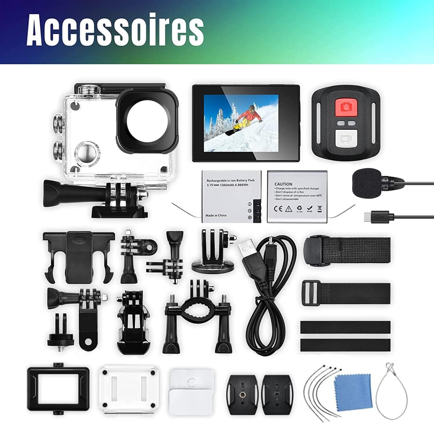 icefox Action Camera 4K Underwater Camera Waterproof 40M Ultra HD 20MP Camera 170 ° Ultra Wide Angle External Microphone WiFi Camcorder, Dark Gray