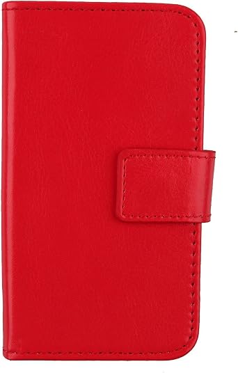 Color Design PU Wallet Flip Leather with Card Slots Cover Skin Protection Case Shell for Caterpillar CAT S60 4.7" Red