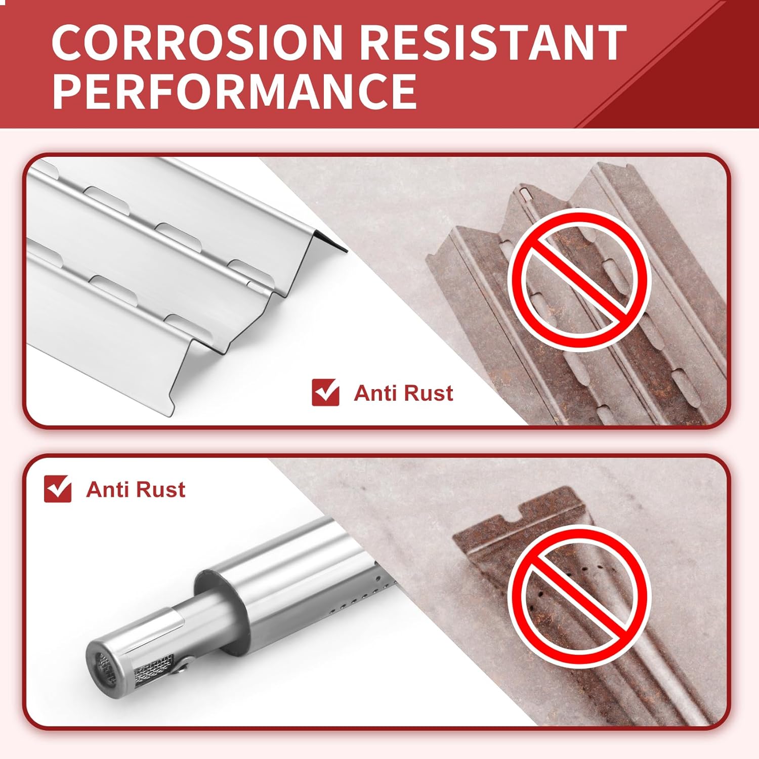 Grill Replacement Parts for Broil King Signet 320, 9468-54, 9865-54, 9468-54, 9468-84, Signet 20, Signet 70, Signet 90, Stainless Steel Grill Heat Plates and Burner Tube, 3 Pack