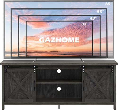 Miniatura 10 de GAZHOME Soporte de TV de granja con puertas corredizas de granero, mesa consola central de entretenimiento multimedia para televisores de hasta 65