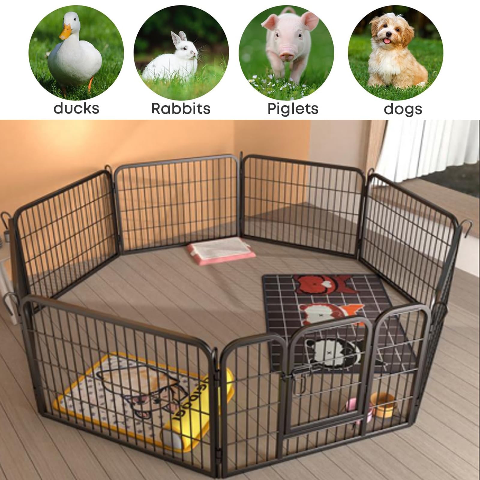 Recinto Per Piccoli Animali Box Per Cani Recinto Per Animali Domestici Con Porta Recinto Per Animali Gabbia Per Piccoli Animali Ampliabili Recinto Per Cani Da Interno(8-pack,80*100cm/31.5*39.