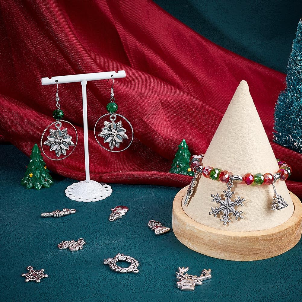 SUNNYCLUE 1 Box 72Pcs 12 Style Christmas Charm Holiday Charm Bulk Tibetan Silver Alloy Candy Snowflake Snowman Xmas Christmas Tree Charms for jewellery Making Charms DIY Necklace Women Beginner Adult - Image 4