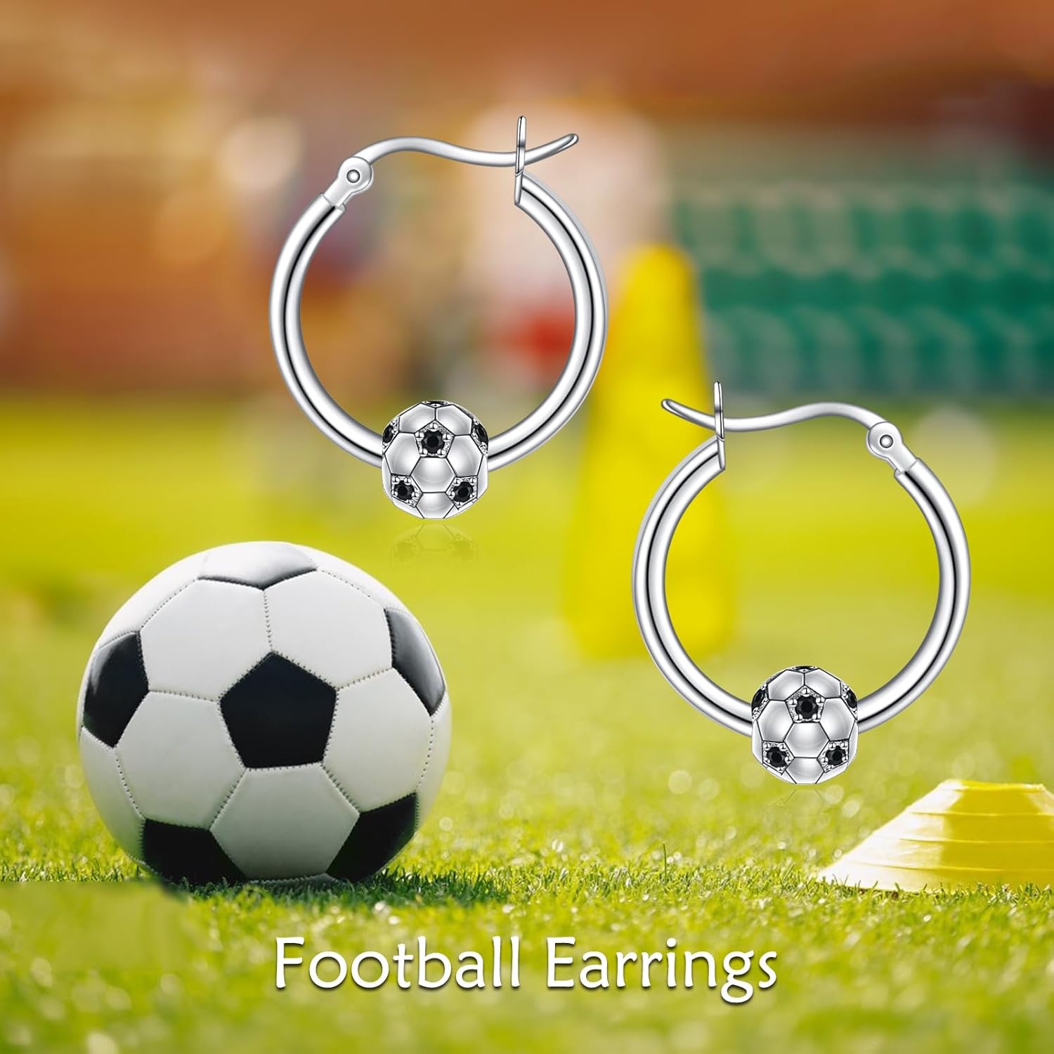 YFN Soccer Baseball Football Softball Basketball Pickleball Hoop Earrings Sterling Silver Small Huggie Hoop Earrings Gifts for Sensitive Ears - Image 4