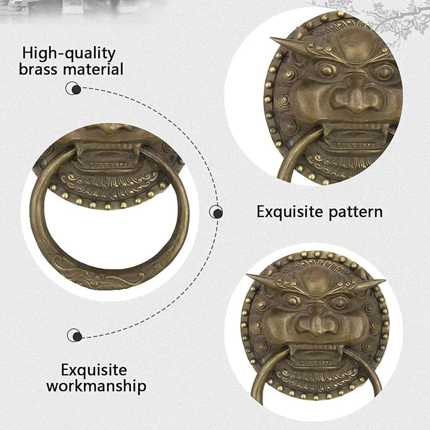 Brass Door Knockers Chinese Brass Lion Knocker Front Door Knockers Antique Brass Decorative Door Knocker Home Front Door Decorative