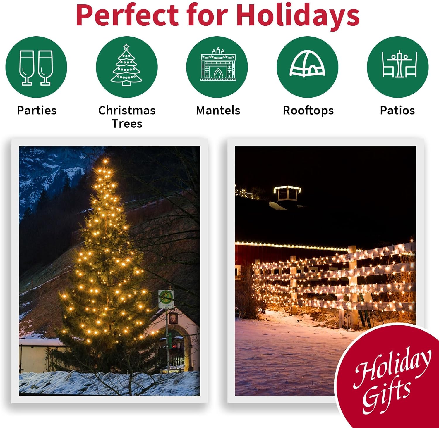 LAMPHOME String Lights Warm White, 49ft 306 LED 9mm Frosted Globe String Lights, 11 Mode Christmas Globe Lights, Xmas Tree Ball Lights Outdoor Mini Globe Light for Christmas Tree Home Party Patio