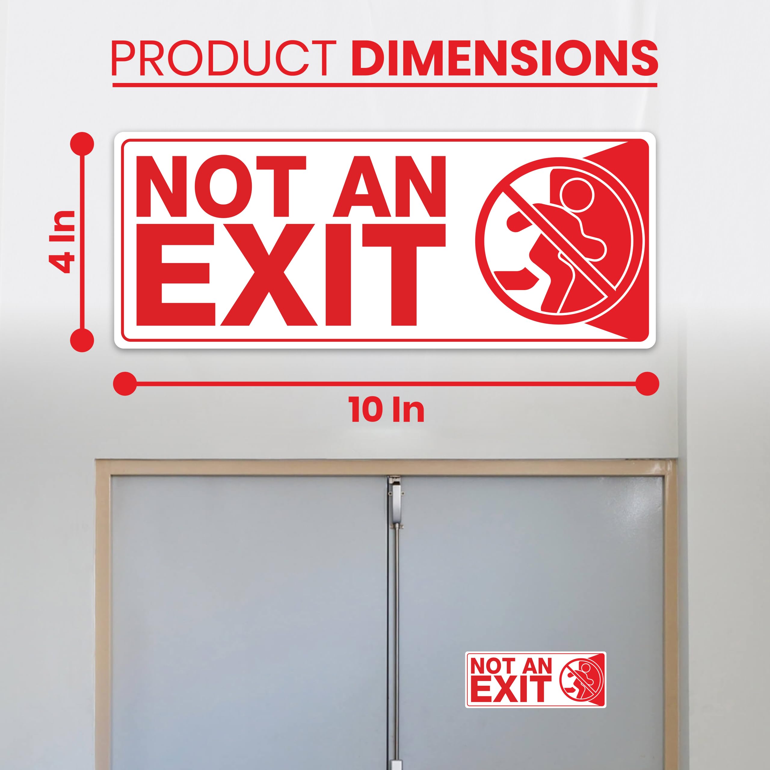 6 x Not an Exit Sign Sticker | 10 x 4 Inch Self-adhesive Vinyl This is Not an Exit Sign | UV-resistant, Waterproof Not an Exit Signs for Business — Amazon image 2