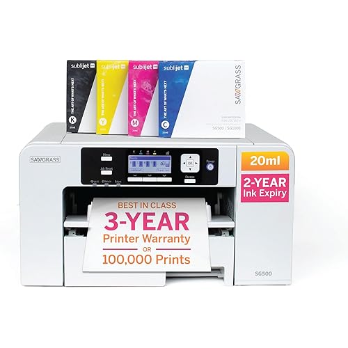 Sawgrass SG500 Sublimation Printer Starter Bundle | Includes Professional Dye-Sublimation Printer with 20mL SubliJet UHD Inks & TruePix Sublimation Paper | Wi-Fi Connectivity | Create Custom Designs