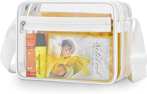 Miniatura 6 de Bolsa de mensajero transparente aprobada para estadios de 12 x 12 x 6, bolsa transparente de doble compartimento para concierto de estadio