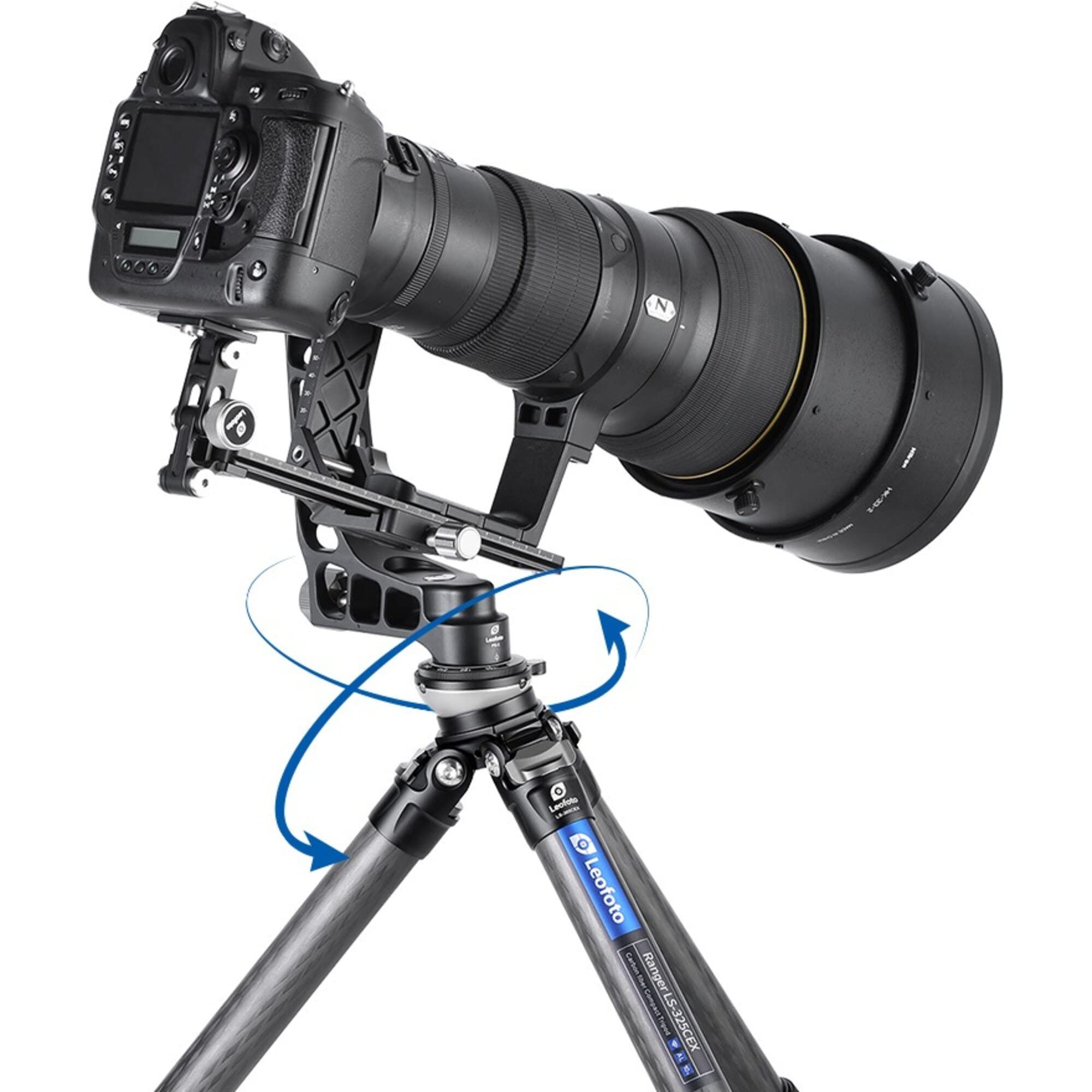 Leofoto Ranger LS-325CEX Treppiede In Carbonio 10 Strati - Altezza Max 146cm, Base Di Livellamento, Carico 10kg