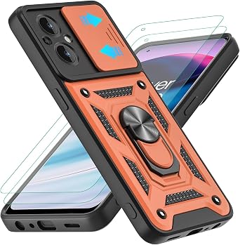 YKHJKLEC for OnePlus Nord N20 5G Case with 2Pcs HD Screen Protector, Heavy Duty Shockproof with 360 Rotation Metal Kickstand [Military Grade] Protective Case for OnePlus Nord N20 5G Rose Gold