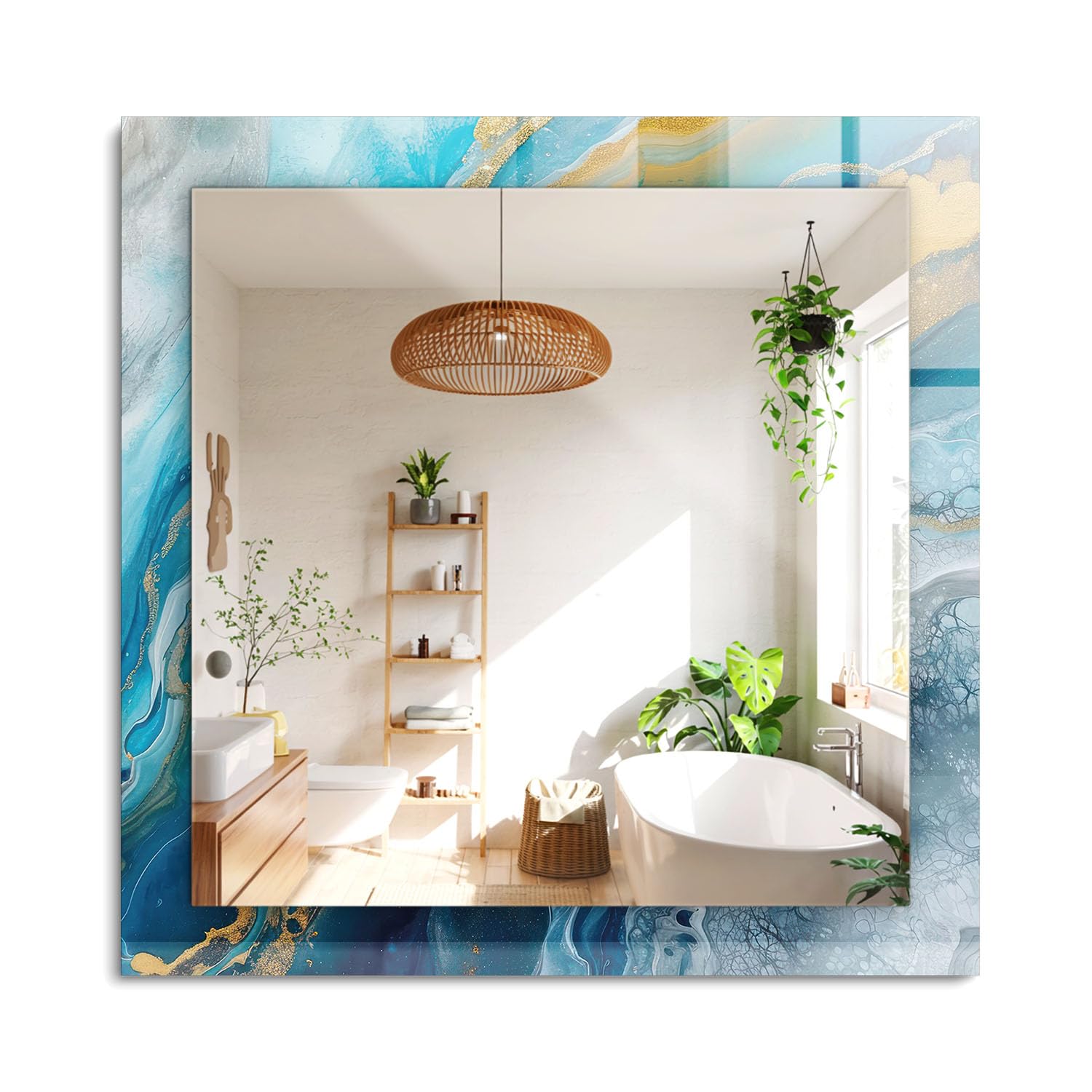 Miroir rectangulaire décoratif pour salon contemporain et entrée