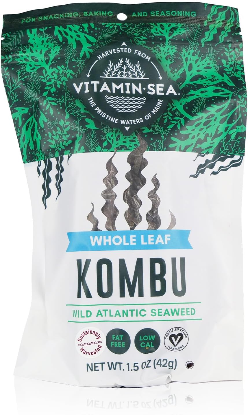 VITAMINSEA Kombu Dried Sugar Kelp Seaweed | Wild North Atlantic Seaweed for Snacking, Seasoning, Soups & Salads | Rich in Vitamins, Minerals & Antioxidants for Thyroid Support | Whole Leaf (1.5 OZ)