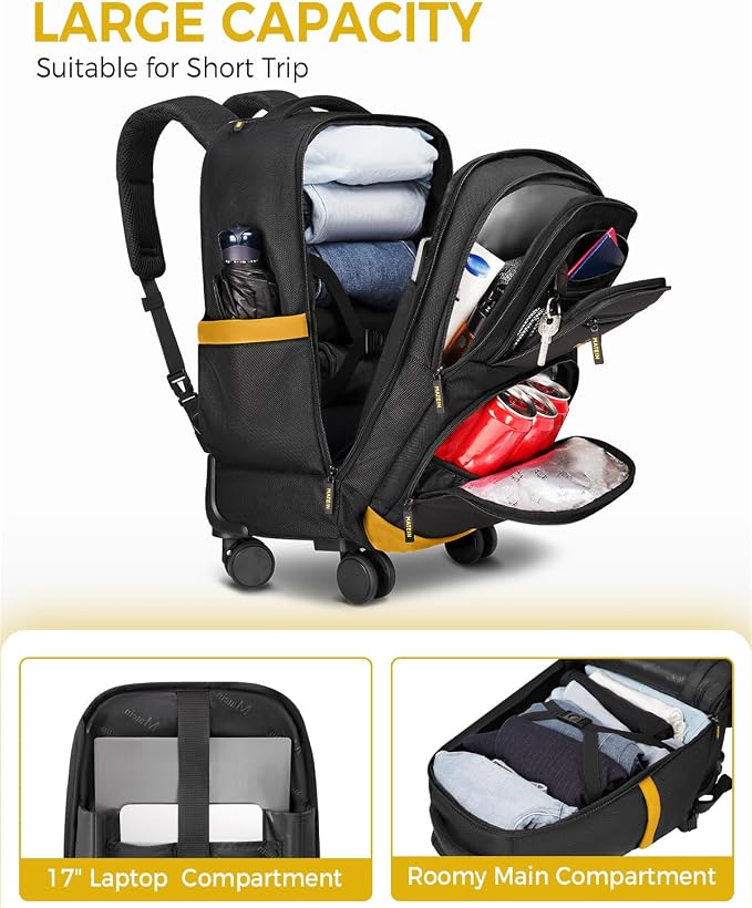 Mochila rodante con 4 ruedas giratorias y porta laptop 17" miniatura 3