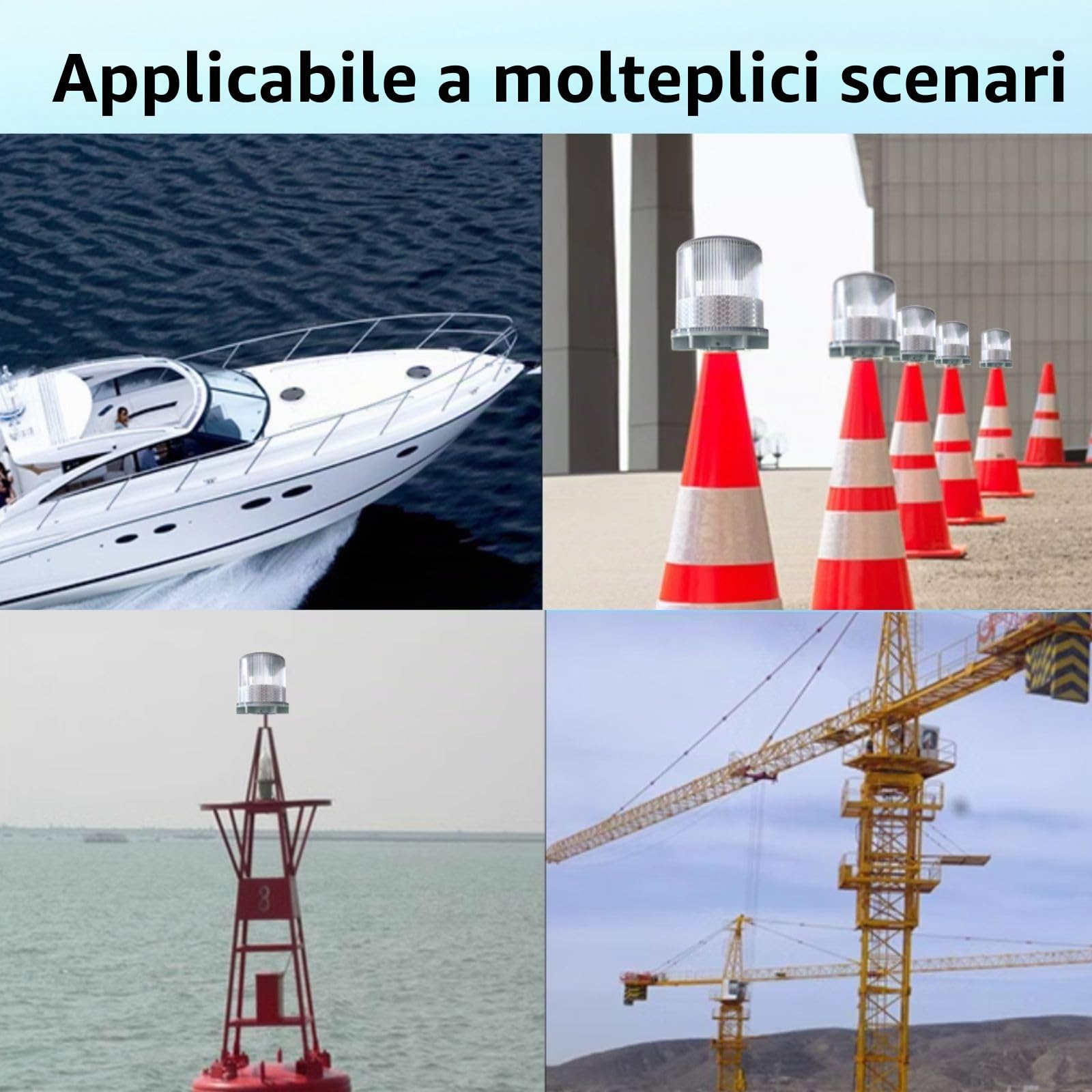 Cloud Fire Luce di navigazione solare per barche, luce di ancoraggio per barche con 3 modalità di illuminazione, luci di segnalazione a 360° IP65 Design impermeabile per avvisi di navi da vela, strade
