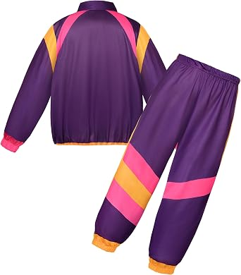 JerrisApparel Boys Girls 80s 90s Neon Tracksuit Kids Hip Hop Costume Retro Dance Sportswear Top Pants Sets Outfit