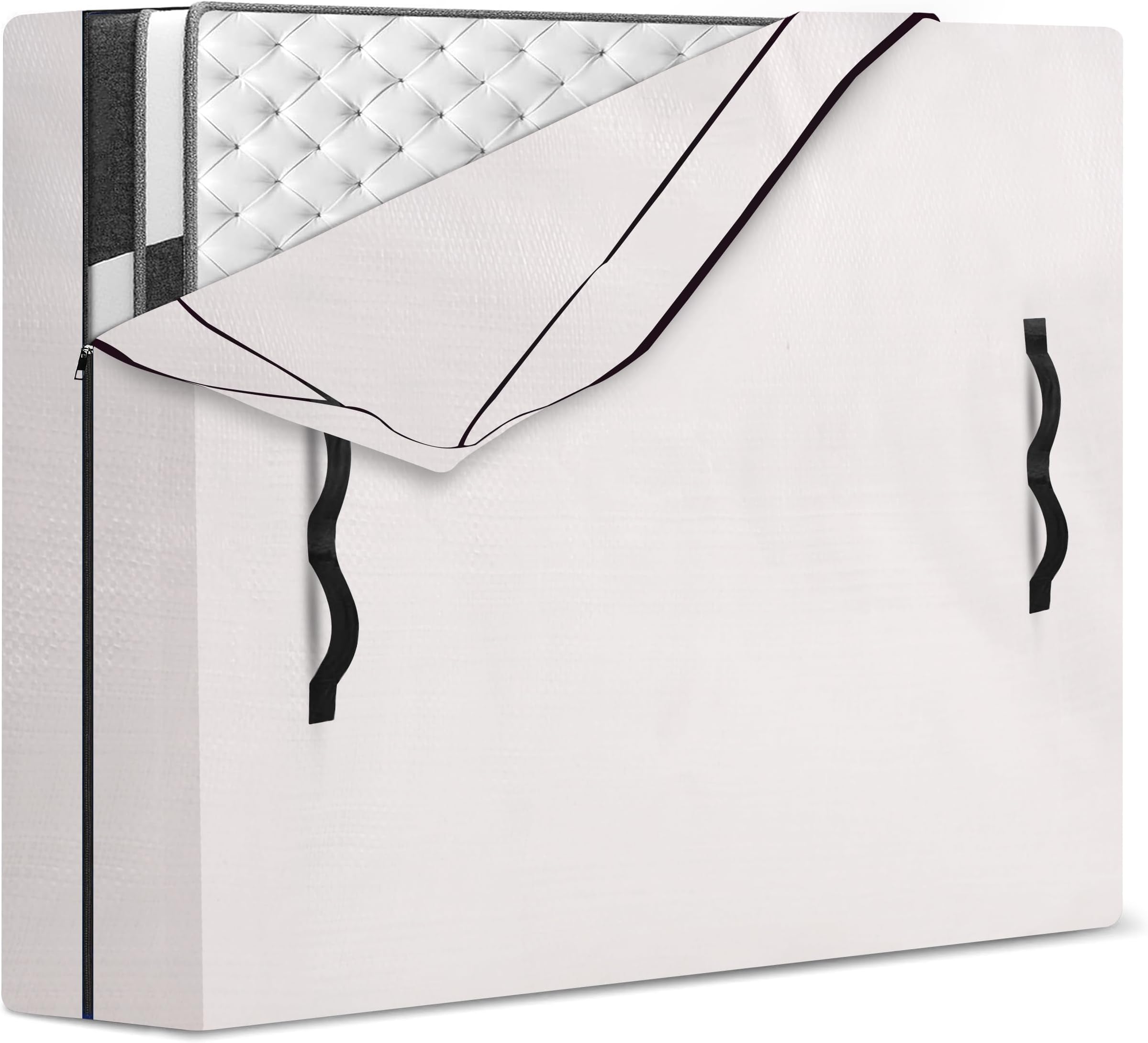 Mattress Bags for Moving and Storage with 8 Handles - Mattress Cover for Moving - Heavy Duty, Strong Zipper Closure, Moving Supplies & Moving Bag - Semi-Transparent, Cali King