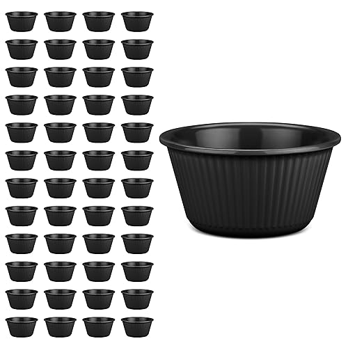 Carlisle FoodService Products Plastic Ramekins, Sauce Bowl For Catering, Kitchen, Restaurant, 4 Ounces, Black, (Pack of 48) Negro -,Azul