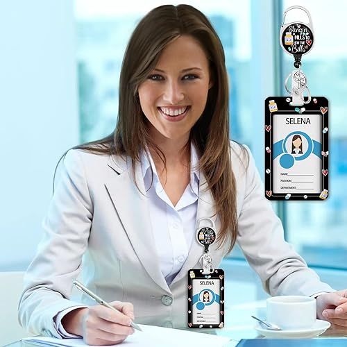 Miniatura 86 de Funny Chicken Badge Holder with Retractable Reel ID Card Badge Case with Carabiner Clip Heavy Duty Vertical Card Name Tag Badge Protector Cover for