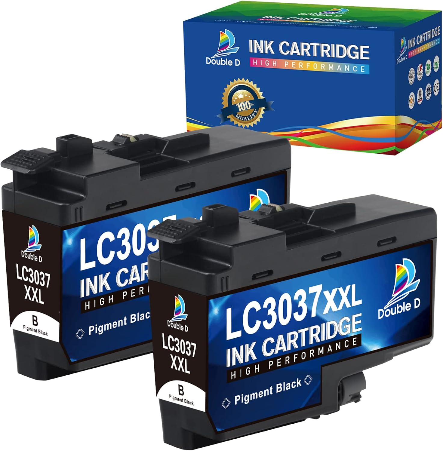 DOUBLE D Compatible Ink Cartridge Pigment Replacement for Brother LC3037 XXL LC3037XXL LC3037BK for MFC-J5845DW MFC-J5845DW MFC-J5945DW MFC-J6545DW MFC-J6945DW MFC-J6545DW XL (2-Pack Black) : Office Products