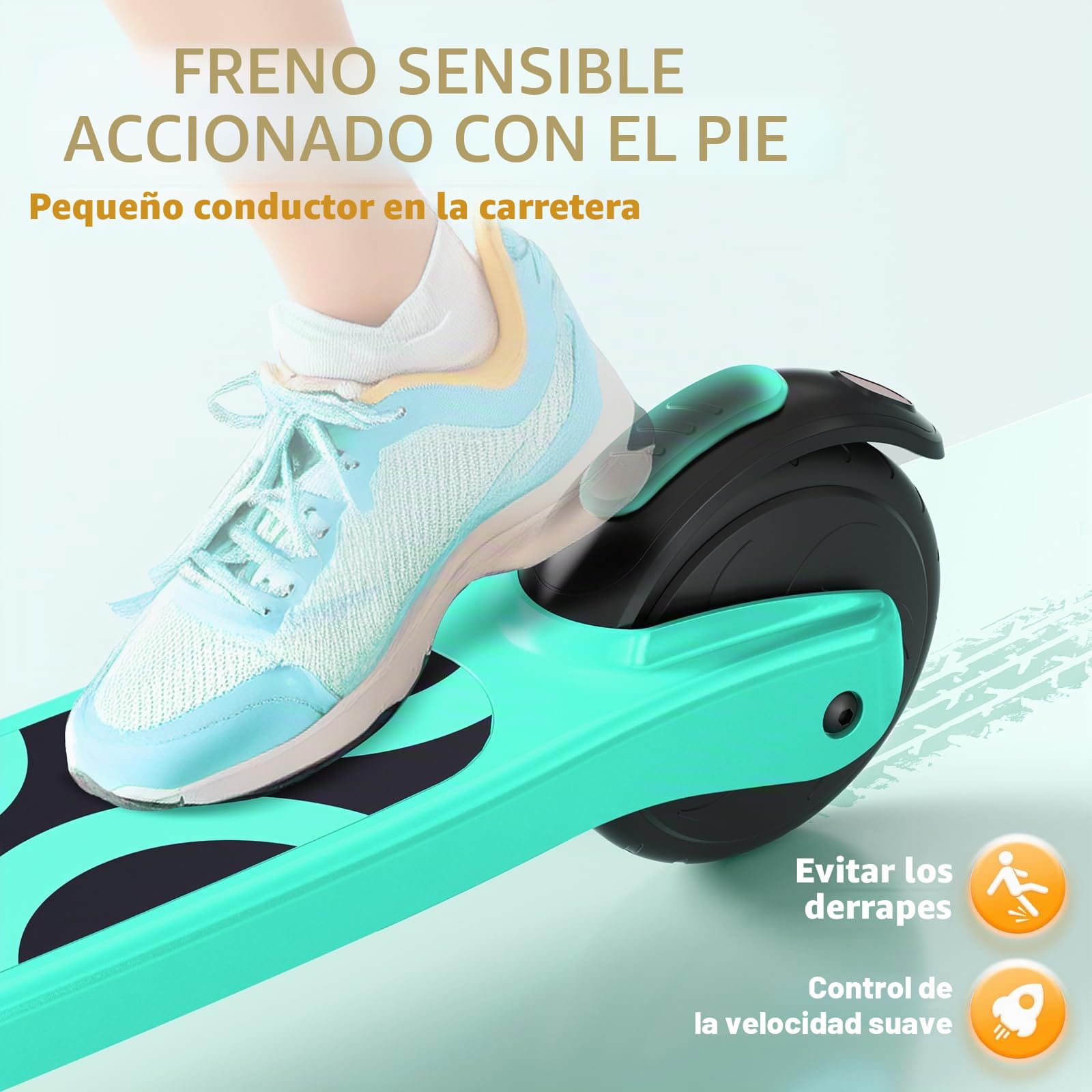 SISIGAD - Patinete eléctrico Infantil de 6 a 8 a 10 años, eléctrico para niños, 5,3 Pulgadas, con luz LED Colorida y 3 Alturas Ajustables, Scooter eléctrico para niños, Carga máxima 70 kg, Velocidad