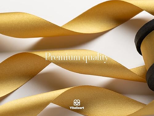 Miniatura 5 de Vitalizart Cinta de satén dorada de 1 pulgada x 21 yardas, cinta gruesa de doble cara similar a la seda para envolver regalos, manualidades, ramos,