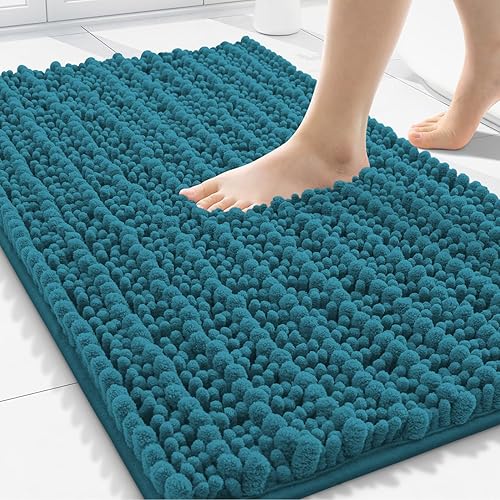 Miniatura 26 de Smiry Alfombras de Baño 24 x 16 pulgadas, Tapetes de Baño de Chenilla Extra Suaves y Absorbentes, Respaldo de Goma Antideslizante, Lavable a Azul