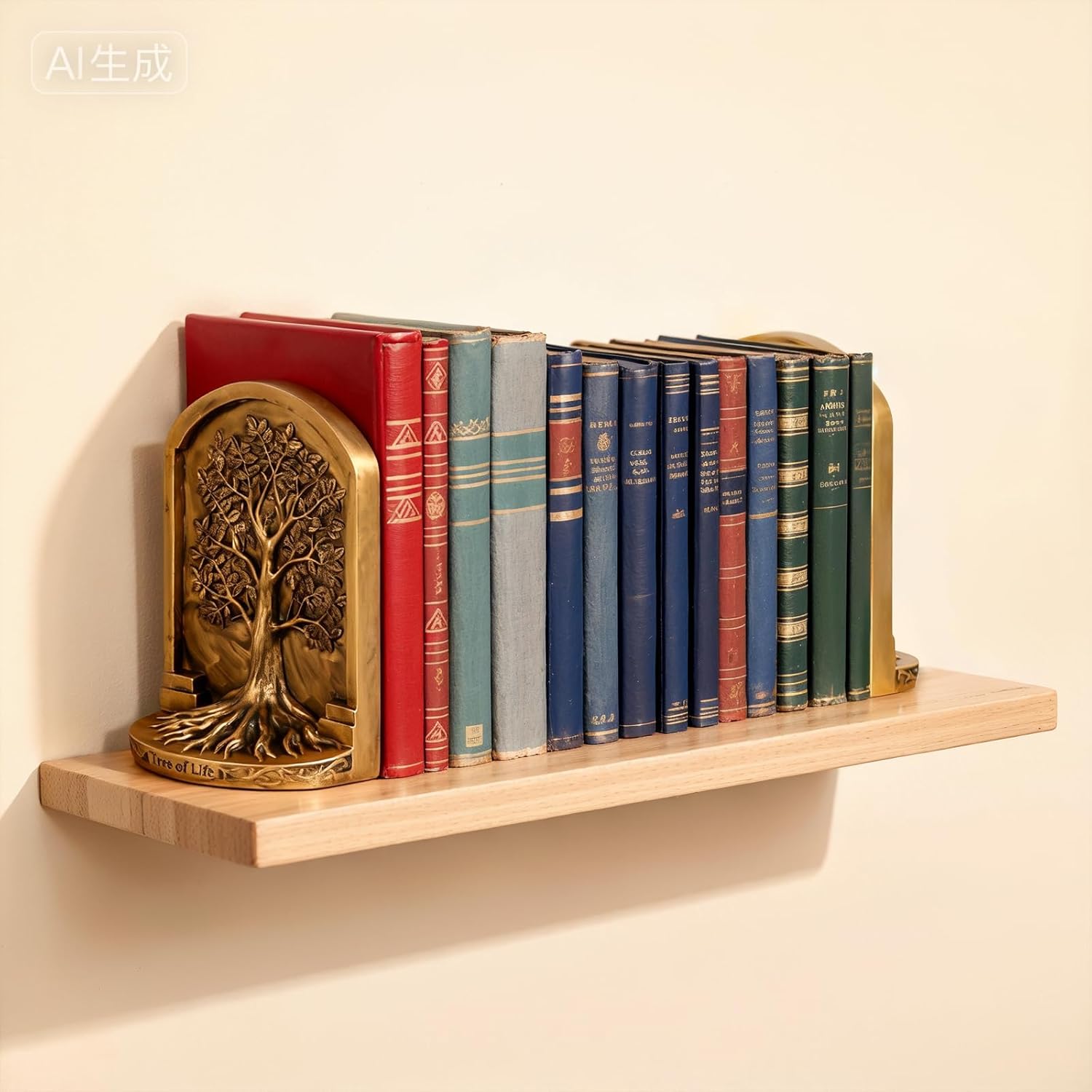 Tree of Life Resin Bookends - Set of 2 Heavy Duty Antique Bronze Book Holders with Non-Slip Bottom, Decorative Bookends for Shelves, Office, Home Library, Living Room and Study Room Decor