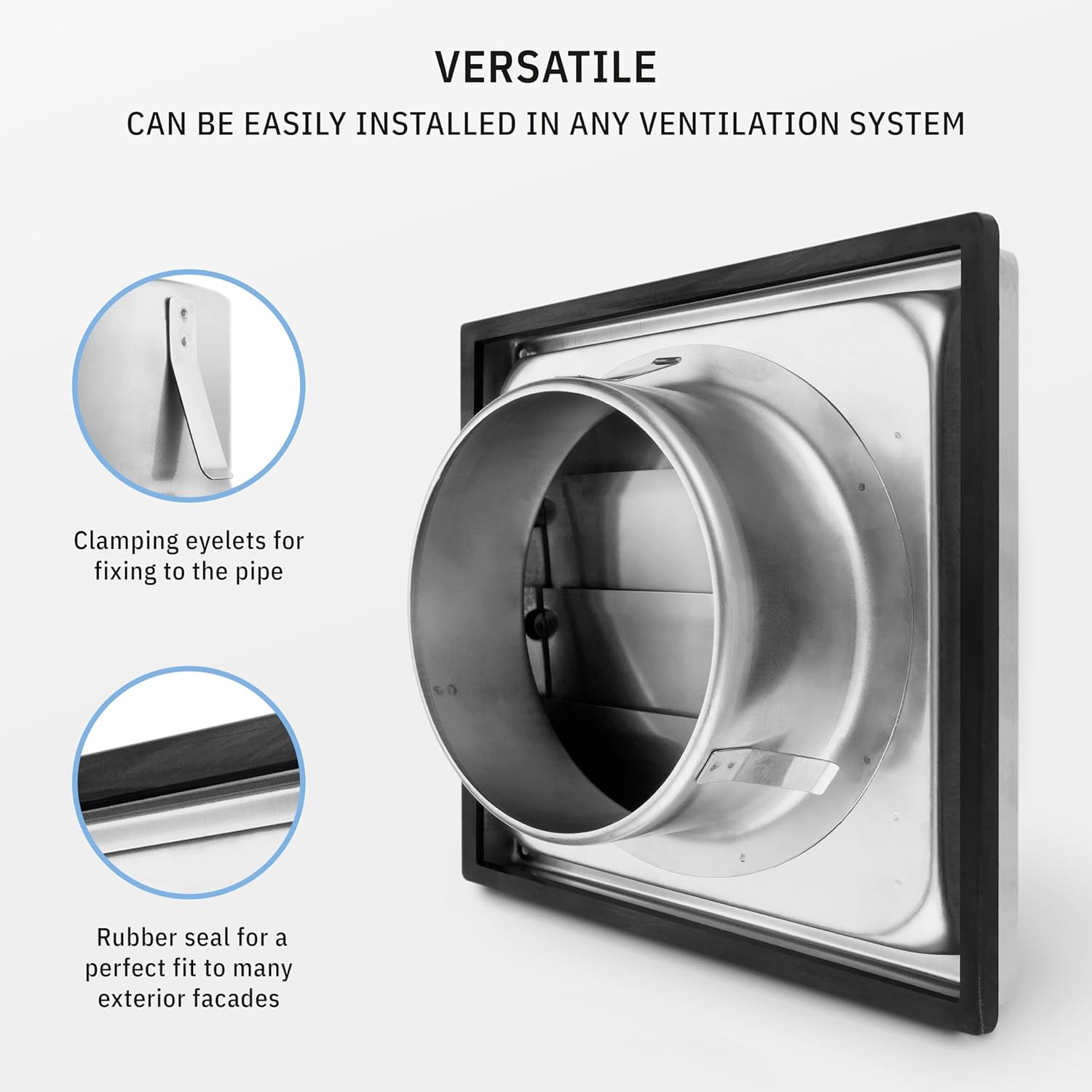 calimaero® VKE 6" Inch Dryer Vent Cover – Outdoor Stainless Steel Grille with Moving Flaps – Fits Only with Metal Ducts for HVAC & Dryer Systems