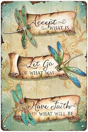 Miniatura 12 de YOYI ART Letrero de Pared de Libélula de Metal - Siempre Estoy Contigo, Letreros de Estaño Vintage para el Hogar, Dormitorio, Cocina, Jardín