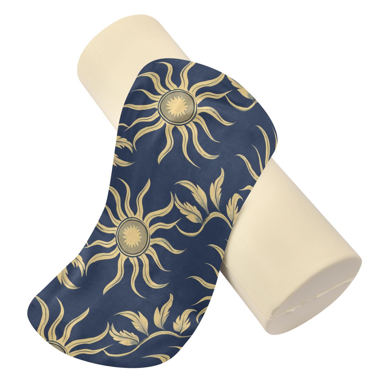 miaozhen William Morris Style Design Sun Dark Blue Roller Massage Bed Pillow Roll Pillow for Neck Support cojines para sala 5.5''x17''