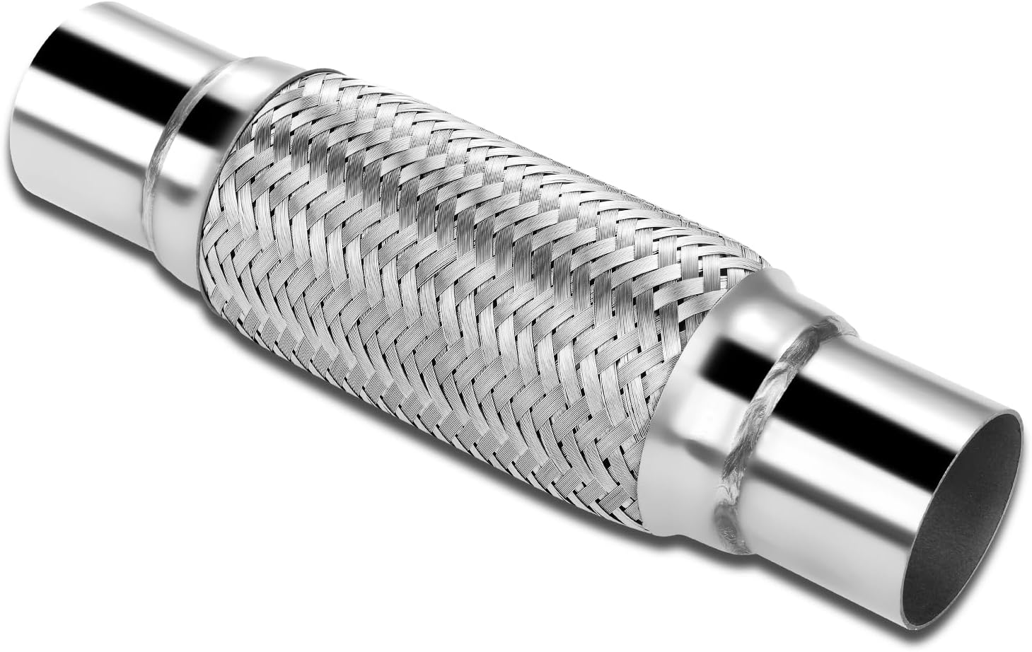 DNA MOTORING Exhaust Flex Pipe, 2.5" x 8" x 12" Stainless Steel Double Braid Heavy Duty Exhaust Flexible Tube, Universal type Muffler Pipe, FXP-25-8-12
