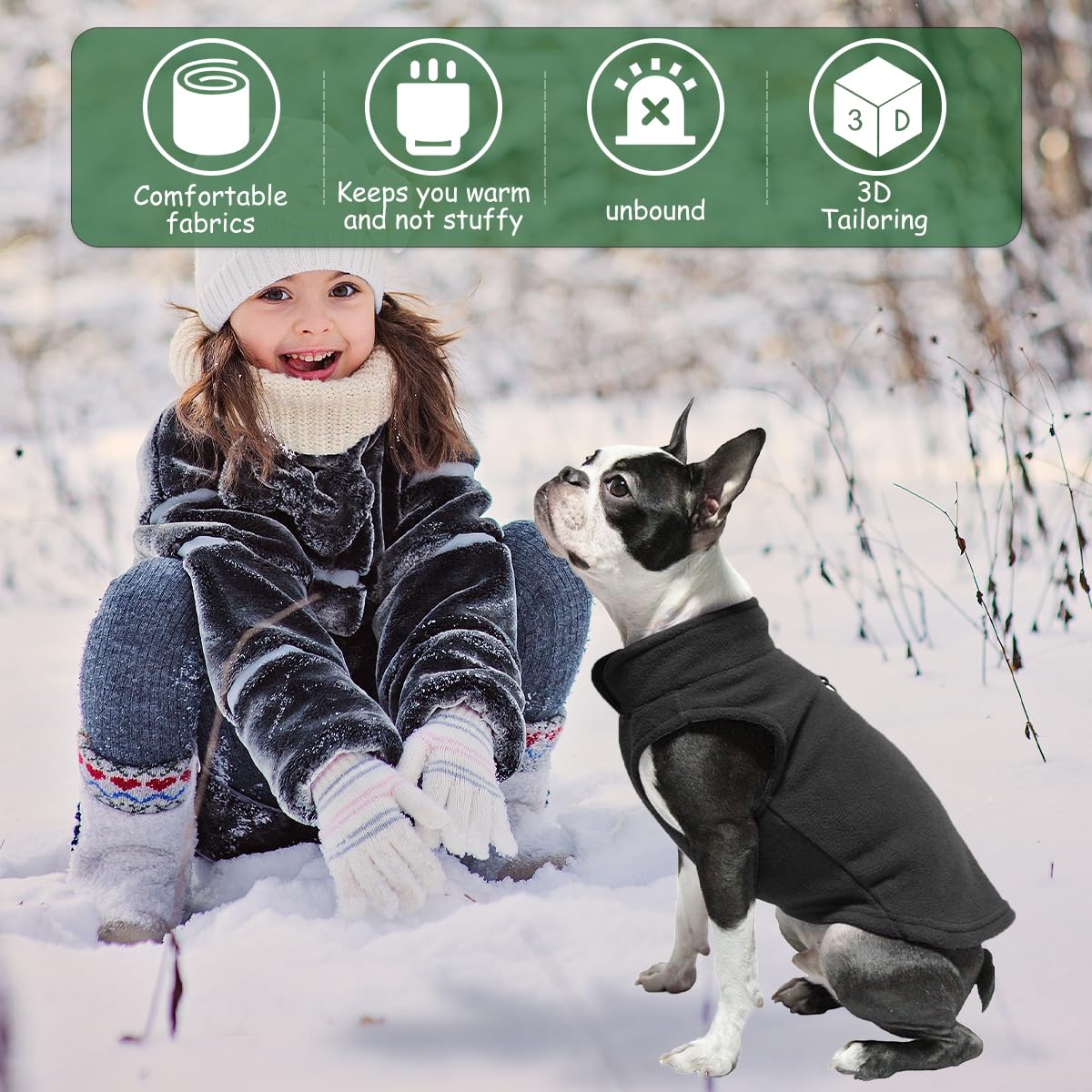 Maglioncino e Cappottino per Cani di Taglia Piccola - Vestito per Cane e Gatto con Anello a D (Nero, M)