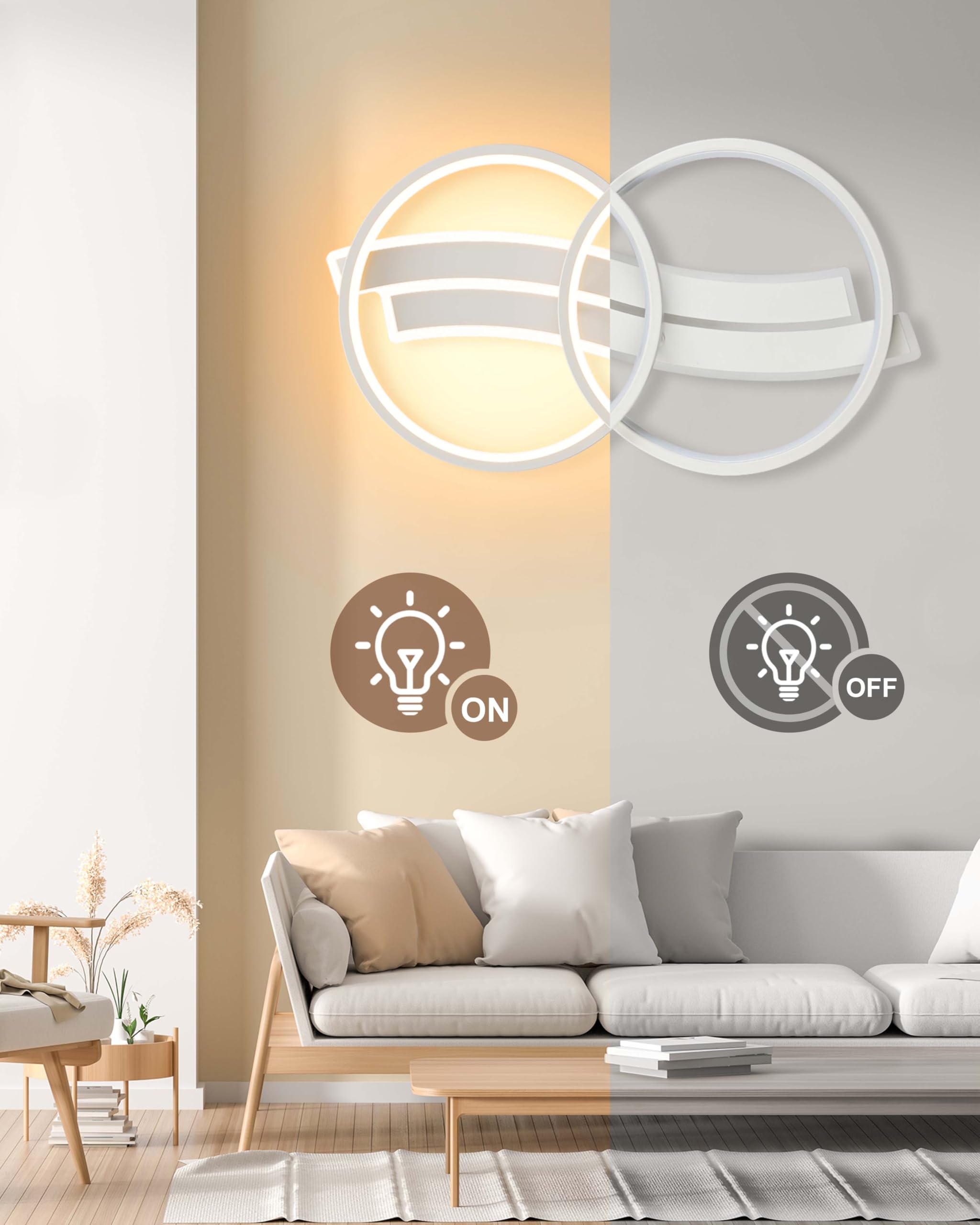 LED plafondlamp Dimbaar 3000K - 6000K met 3 spots Zwenkbaar, woonkamerlamp 45W 4500lm voor slaapkamers, keukens, balkons, voordeuren, plafondspots, 58 * 58 cm