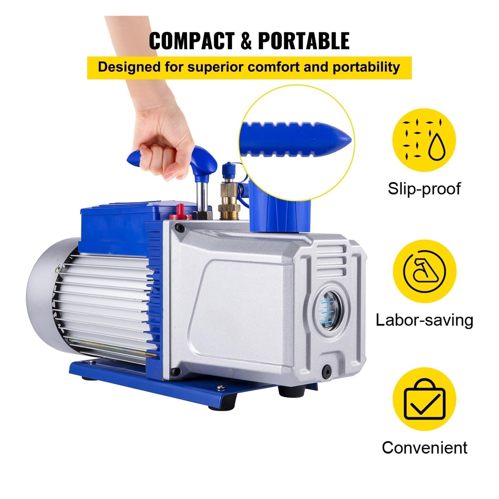 Vakuumpumpe 10 CFM 1 HP Doppelstufige Klimaanlagen-Vakuumpumpe Ultimatives Vakuum-Kältemittel HVAC-Luftwerkzeuge Für DIY-Anfänger