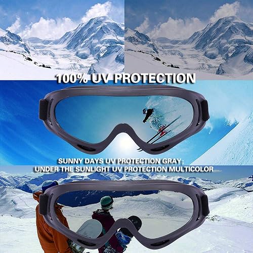 Miniatura 5 de LOEO Paquete de 2 gafas de esquí de nieve, gafas de snowboard para niños, adolescentes, jóvenes, adultos