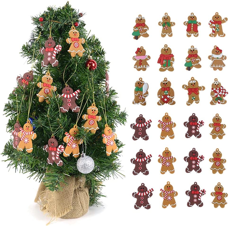 12pcs Gingerbread Man Christmas Tree Ornaments Xmas Home Party Living Room Hanging Decoration Soft PVC Drop Pendant (Color : B Size Shows)