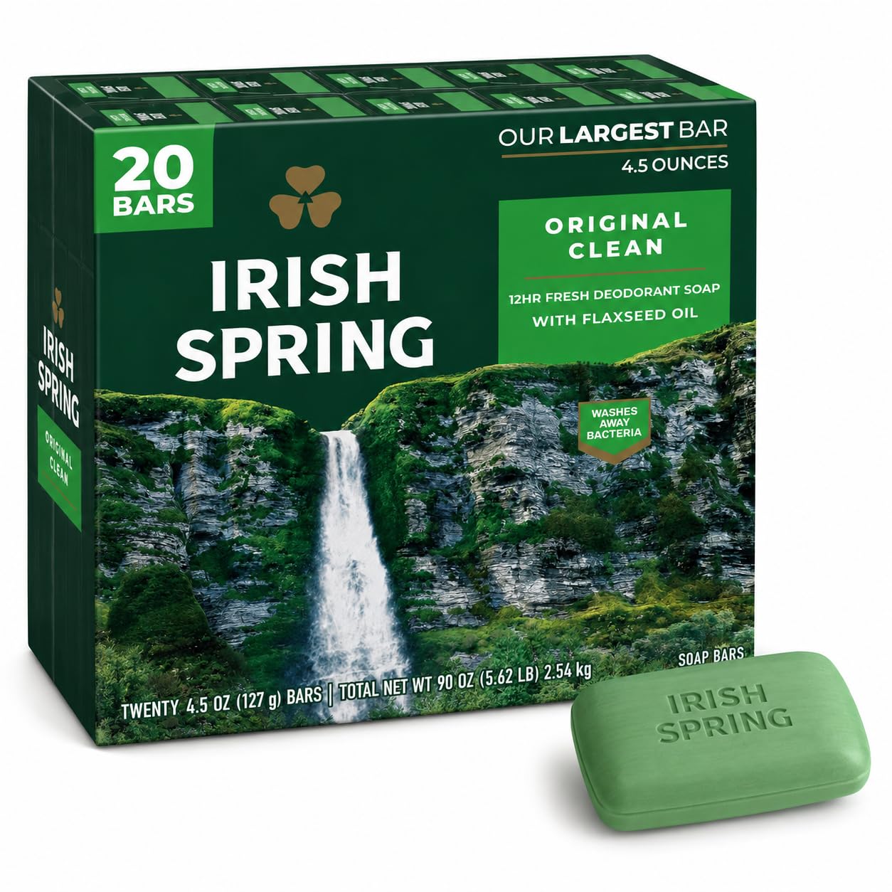 Irish Spring Deodorant Bar Soap, Original Clean, 4.5 Ounce (Pack of 20)