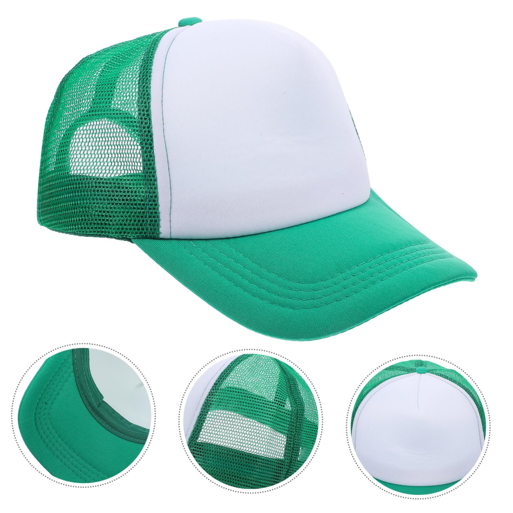 Gorra de Béisbol 10 Piezas Verde de Malla en Blanco