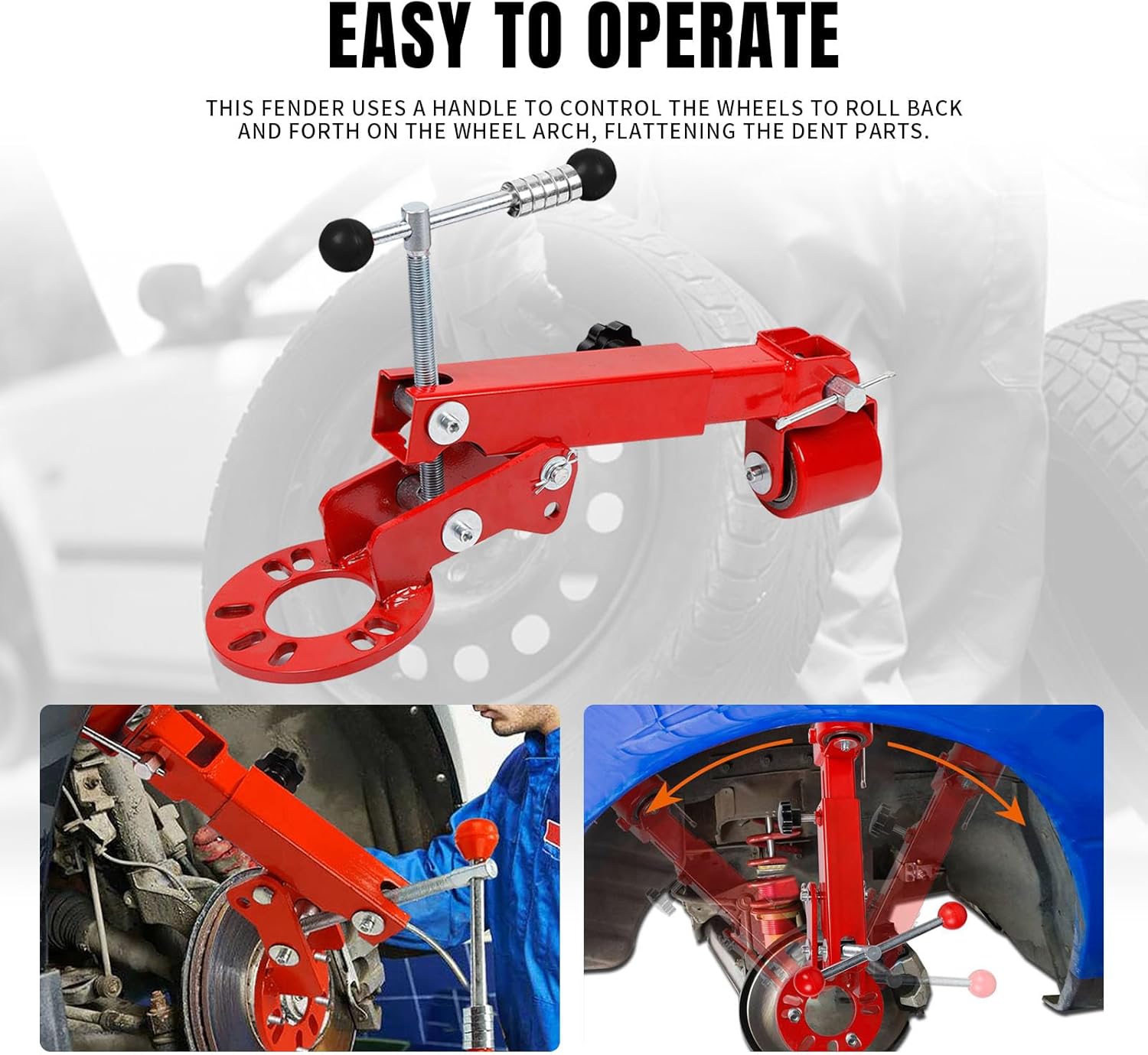 Big RED ATW06011R Torin Fender Reforming Tool for Roller/Extending Auto Wheel Arch for Larger Tires or Fender Dent Repairs etc., Red