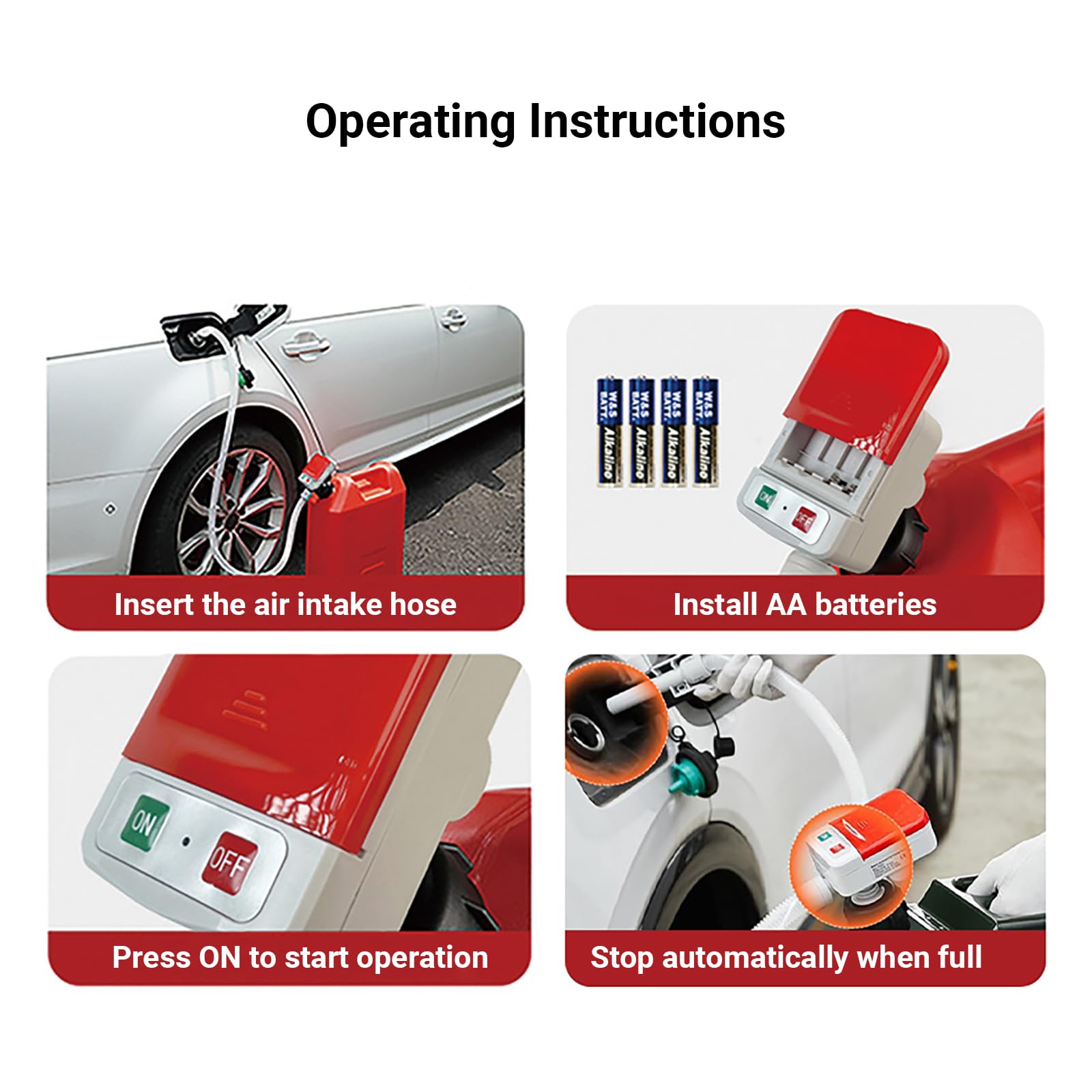 Bomba de Transferencia de Combustible con Parada Automática, Sifón Eléctrico de Alto Flujo 2.4 GPM para Gasolina, Diésel, Aceite y Agua, Portátil para Bidones de 5 Gal, Incluye 3 Adaptadores