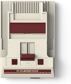 Retroflag FC Joy-Con şarj istasyonu, aşırı şarj korumalı şalter için, tam işlevli LED şarj göstergesi, klasik Famicom tarzı tasarım, kaset oyun kartı depolama