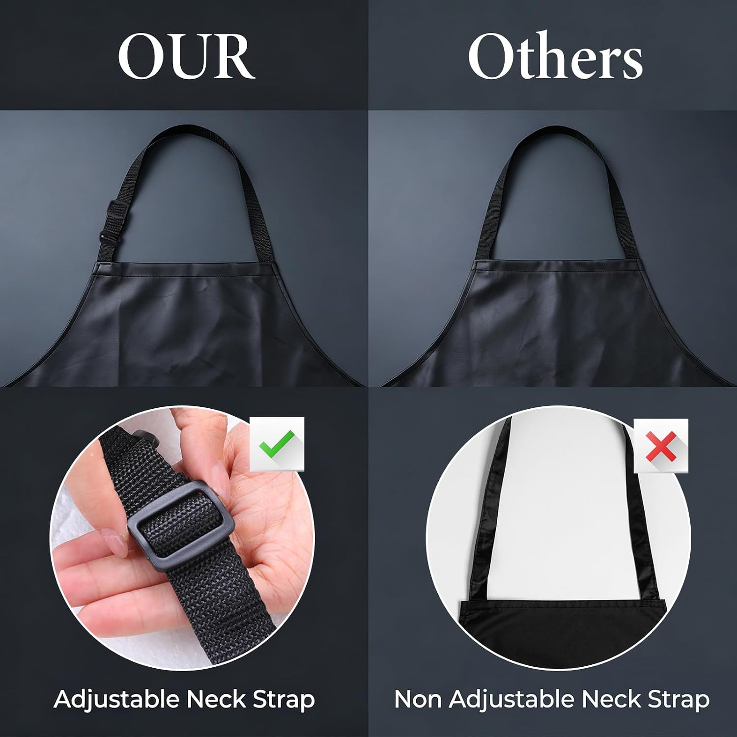 6Pcs Waterproof Apron Rubber Vinyl Dishwasher Apron, Unisex | Heavy Duty Work Aprons for Dishwashing, Restaurant, Chemical Lab, Butcher, Grooming, Women, Men, Black