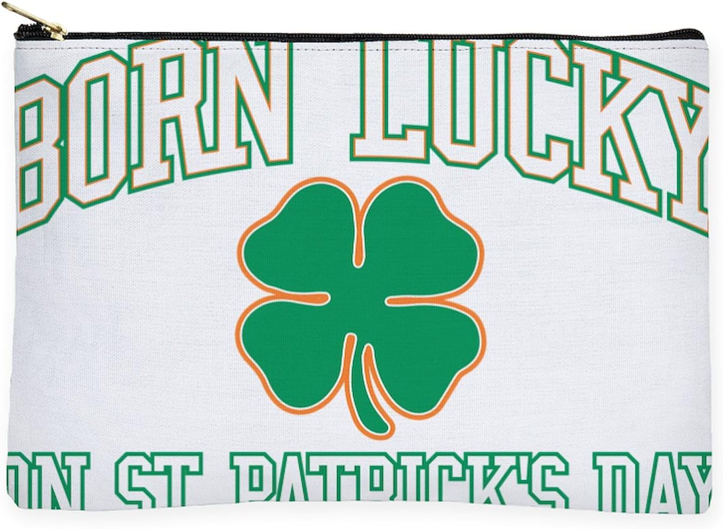 CafePress Born Lucky On St. Patrick'S Day Zipper Makeup Pouch, 8.5"x6"