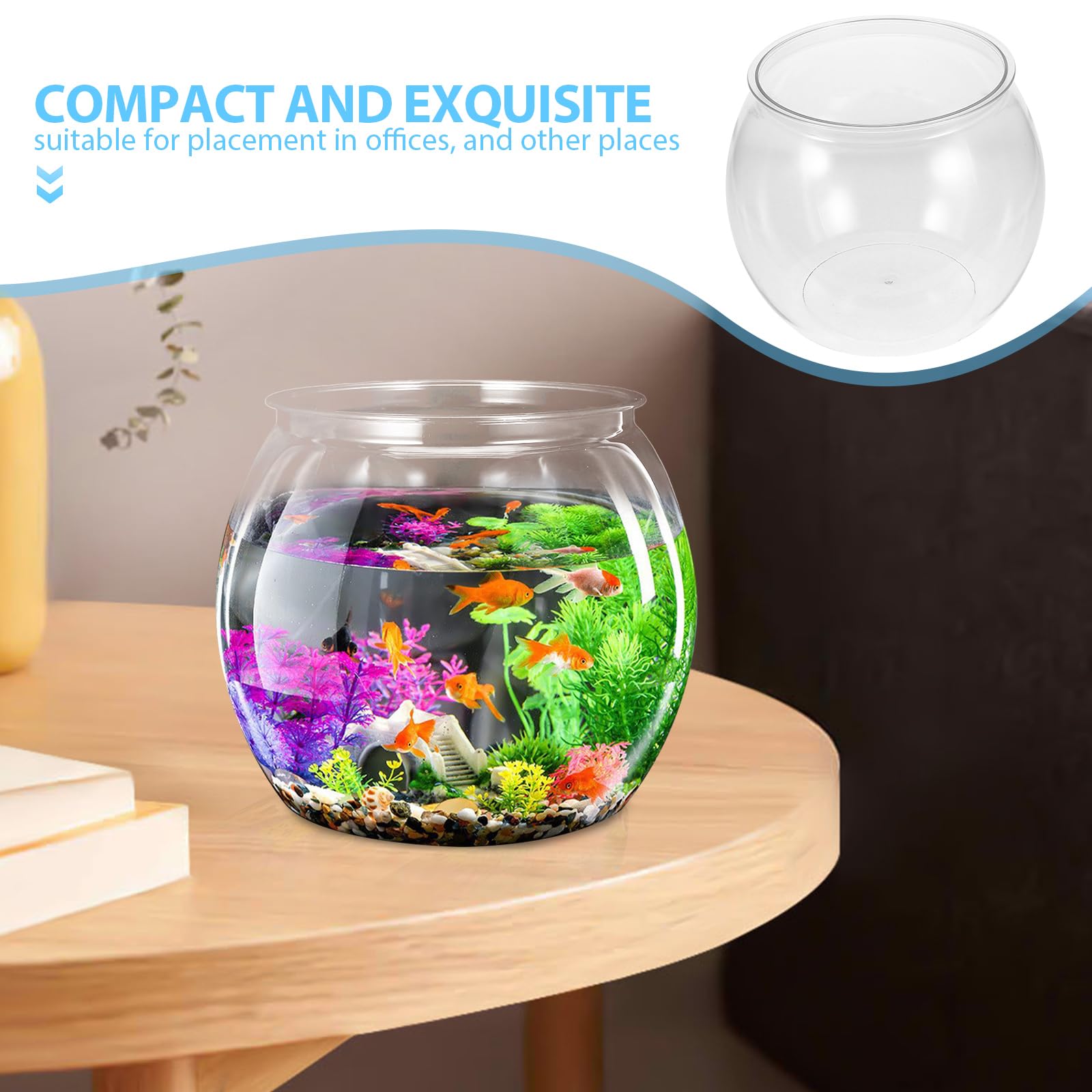 24cm Mini Aquarium Goldfischglas Kleines Aquarium Rund Fisch Mini Vase Für Zuhause Wohnzimmer Schlafzimmer Büro Schreibtisch Dekoration