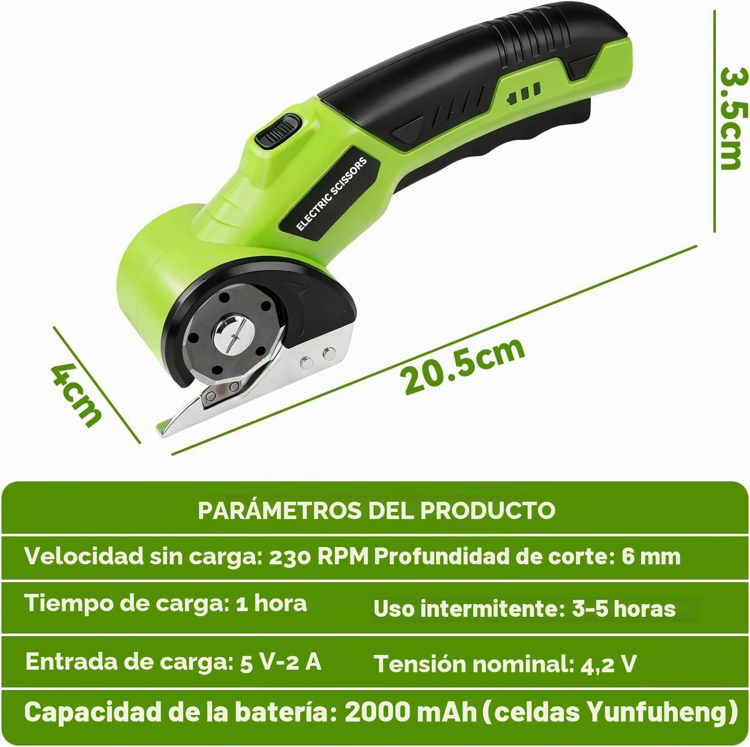 Cortador De Cartón Eléctrico, 4.2V Tijeras EléCtricas Carton InaláMbrica Cortadora Rotativa, Recargable Tijera EléCtrica Sin Cable Con Luz Led,Bloqueo De Seguridad Para Como Tela, Cuero, Alfombras