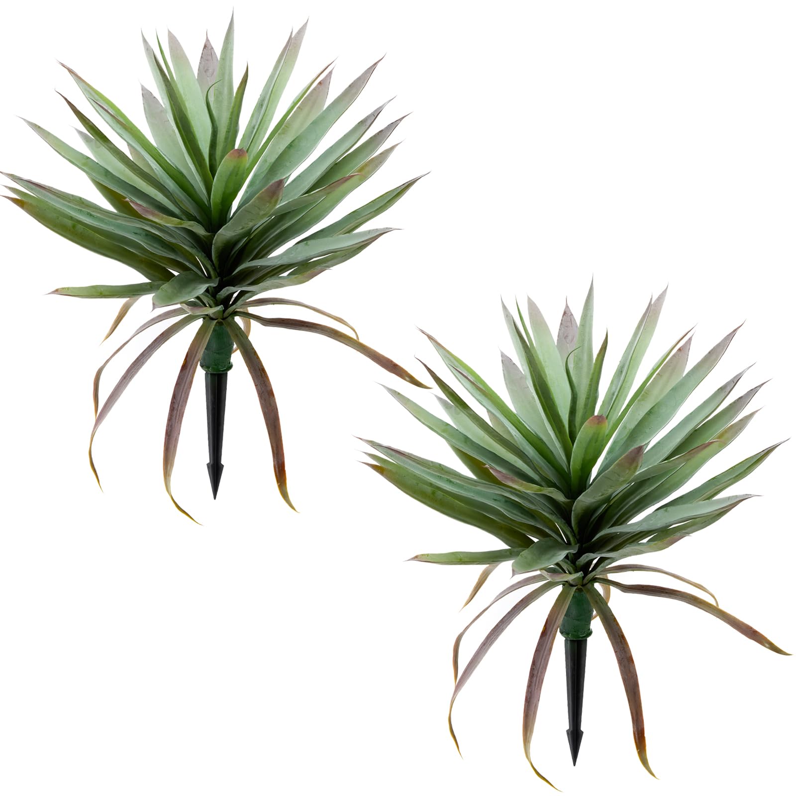 Saki Decor 2 PCS Large Lifelike Artificial Agave Plants, UV Resistant Unpotted Succulents for Indoor & Outdoor Decor (20 Inch)